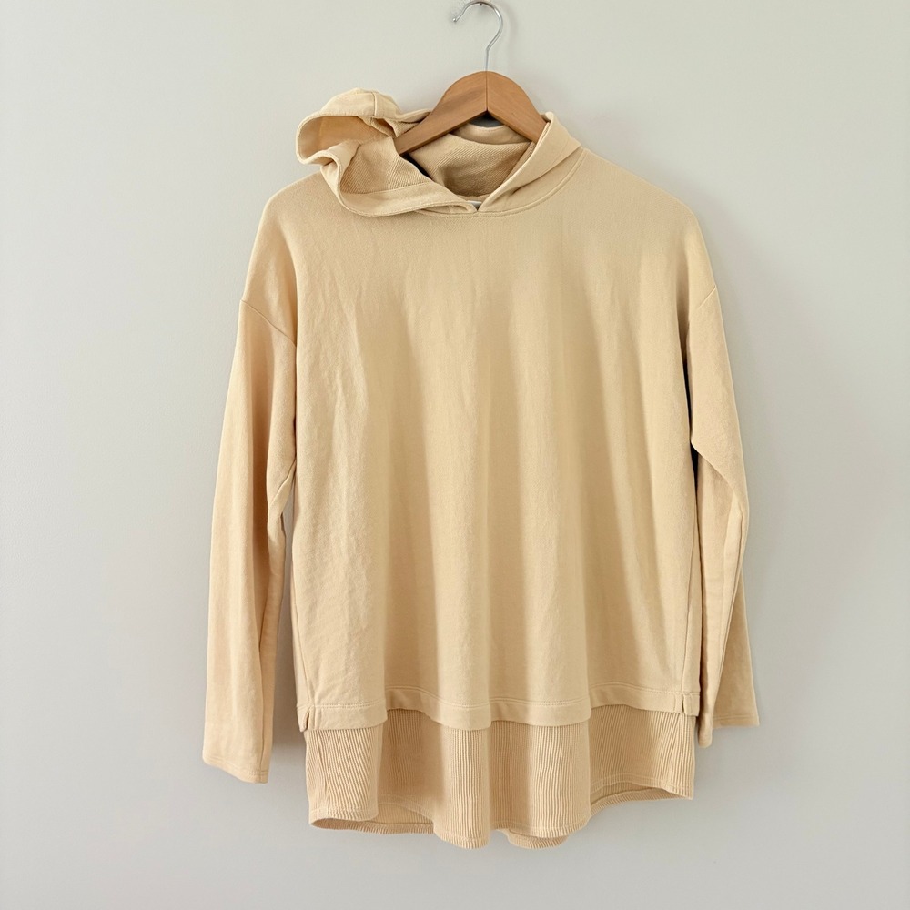 J. Jill Hoodie Pullover Sweatshirt Small Casual Ribbed Trim Long Sleeve